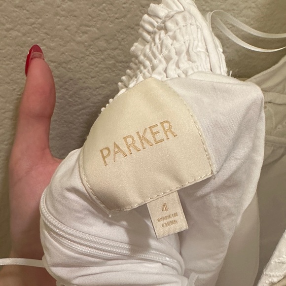 Parker White Dress with Cream Details - Picture 2 of 4
